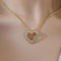 Goldfarbene Herz Anhänger Halskette, elegante Zirkonia Modeschmuck Variante stilvoll. - Anhänger Ohne Kette (Goldene Farbe)