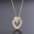 Collier pendentif double cœur doré en strass, bijoux de mode minimalistes élégants - Collier / Zircon Blanc Plaqué Or