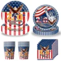 US 250. Jubiläum Patriotisches Party Geschirr Set Einweg Pappteller Becher Servietten - Geschirr 4-teiliges Set / 4-teiliges Set