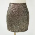 Gold silver sequin bodycon mini skirt, high waist sparkle party club wear skirt for women. - S / Gold