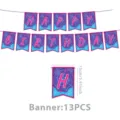 Blau lila Spinnennetz Geburtstag Banner 13 Stueck Party Dekoration haengende Flaggen - Geburtstagsbanner - Blau Violettes Spinnennetz / 1 Stück