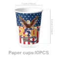 US 250. Jubiläum patriotische Pappbecher mit amerikanischer Flagge und Adler, 10 Stk. - Pappbecher (10er-Pack) / 10er-Set