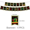 Juneteenth party celebration banner decoration with 17pcs black and red green flags. - Banner (Juneteenth)