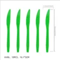 Green plastic knives party tableware 10pcs set, lightweight disposable cutlery supplies. - Green Plastic Knives