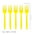 10pcs yellow plastic forks set for party supplies, disposable tableware utensils 16x3cm. - Yellow Forks