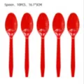 Red plastic spoons set of 10 pcs 16.1x3cm disposable tableware party supplies pack - Red Plastic Spoon