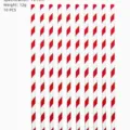 Red and white striped paper straws, 19.7cm length, eco-friendly party drinkware set of 10. - Red White Striped Straws