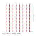 Rosa weiße gestreifte Papierstrohhalme, 10 Stück Packung, 20cm Länge, ideal für Partys. - 10er-Pack Strohhalme