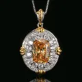 Collier pendentif bicolore avec pierre de taille coussin champagne éclatante. - Collier pendentif