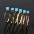 Anello Fedina Zirconi Colorati Placcato Oro Impilabile Anello Geometrico Opzione - n.9 / Zirconia Bianca (Fascia Dorata)