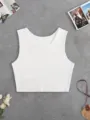 Effen witte crop tanktop voor dames, casual mouwloos basic zomerhemdje topje voor. - S / Tops / Wit
