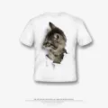 T-shirt girocollo a maniche corte per bambini con stampa di gatto danneggiato 3D. - XS / modello 3