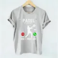 Graues Damen Kurzarm T-Shirt mit Padel Sport Druck, lässiges Rundhals Alltags Sommer Top. - S / Grau