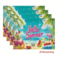 Summer beach placemats set of 4 linen table mats tropical flamingo table decor - 30cm*45cm / 10