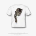 Maglietta Bianca Stampa Gatto 3D Bambini Estate Maniche Corte Top Casual Ragazzi - XS / 5