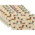 Cute dachshund placemats set table mats with lovely dogs hearts pattern for dining room decor. - Style 1190
