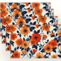 Orange floral linen placemat table mat for dining table party decoration heat resistant. - Orange Floral