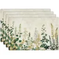 Vintage botanical floral placemats set, retro wildflower table mat for dining table decor. - Style 1174