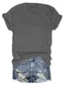 Dark gray short-sleeve t-shirt and ripped denim shorts set, casual summer outfit for women. - S / Tops / Gray