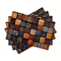 Wooden block pattern placemat geometric table mat for kitchen dining table decor set - Style 1179