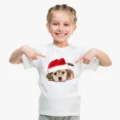 T-shirt bianca per bambini a maniche corte con cucciolo carino, abbigliamento estivo comodo. - XS / N14 Cagnolino con cappello rosso