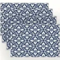 Blue geometric linen placemat set of four, elegant floral table mat for holiday party decor. - Geometric Flower