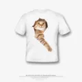 Maglietta bianca per bambini a maniche corte con stampa gatto 3D, top estivo casual. - XS / 8