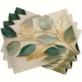 Botanical leaf pattern placemat set, decorative table mat for dining room home kitchen decor. - Style 1187
