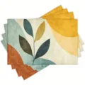 Bohemian style placemat with abstract leaf geometric pattern for dining table decor and kitchen use - Style 1186