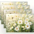 Set of 4 daisy floral placemats for dining table kitchen decor spring table mat washable - Style 1178