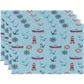 Nautical theme placemat marine style anchor lighthouse printed table mat for home dining room - 30cm*45cm / 16