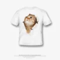 T shirt manica corta bianca per bambini con simpatico gatto 3D stampa estiva casual top - XS / Top / 11