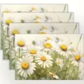 Daisy floral placemat set, watercolor botanical table mat for dining room decor and kitchen use. - Style 1147