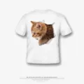 T-shirt bianca da bambini a maniche corte con stampa gatto strappato 3d estate top - XS / Top / 9