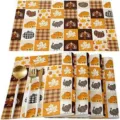 Set de table Thanksgiving automne dindon citrouille carreaux napperon decoration - 30*45 / Multicolore