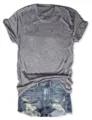 Casual grey short sleeve t-shirt paired with stylish distressed denim shorts for summer wear. - S / Tops / Light Gray