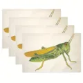 Set of 4 linen table placemats featuring vintage grasshopper insect illustration for dining table. - 30cm*45cm / 19