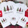 Christmas family matching t-shirts pure cotton short sleeve holiday apparel set for parents kids. - Adult S / Tops / Merry Christmas Style