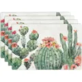 Watercolor cactus placemats set of 4 bohemian floral table mats for dining room table decor - Style 1176