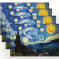 Van Gogh Starry Night print rectangle placemat table mat dining decor set of four - Style 1170