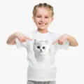 Maglietta estiva per bambini a maniche corte girocollo con stampa di gatto carino - N16 Gatto carino Silver Shorthair / XS