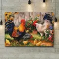Rustic rooster canvas wall art farm animal painting farmhouse home decor hanging picture - Style 1169