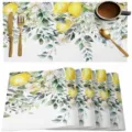 Set de table imperméable avec motif de citron pour décoration de cuisine et fête - 30*45 / Jaune Citron