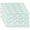 Blue bow print table placemat, elegant linen fabric kitchen dining table mat for party decor. - 30cm*45cm / 22