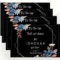 Black floral decorative placemat with geometric lines and inspiring quote text product variant. - Style 1160