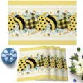 Set de table en tissu décoratif avec de charmants motifs d'abeilles, de marguerites et de cœurs. - 30*45 / Jaune d'été