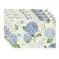 Beautiful blue hydrangea linen placemat, elegant butterfly floral table mat for dining room. - Blue Hydrangea