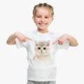 Maglietta a maniche corte con stampa di gatto carino per bambini, top estivo girocollo comodo. - N18 Gatto carino Blue Golden Shorthair / XS