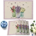 Set de table imperméable en lin avec motif tulipes pour décoration de cuisine et fête - 30*45 / Flowerhwk7931