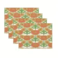 Retro vintage sunflower printed linen placemat set table decor heat resistant 4pcs - 30cm*45cm / 24